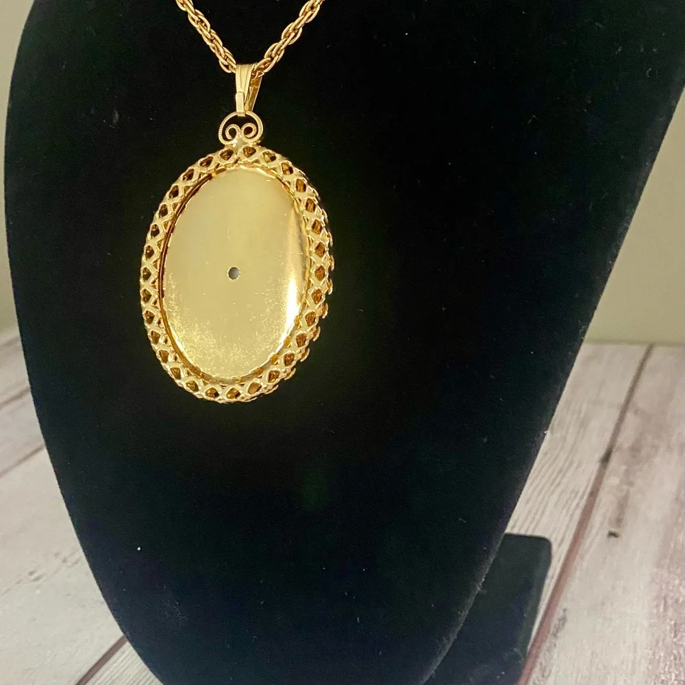 Artist Signed Porcelain Pendant Necklace, 24”